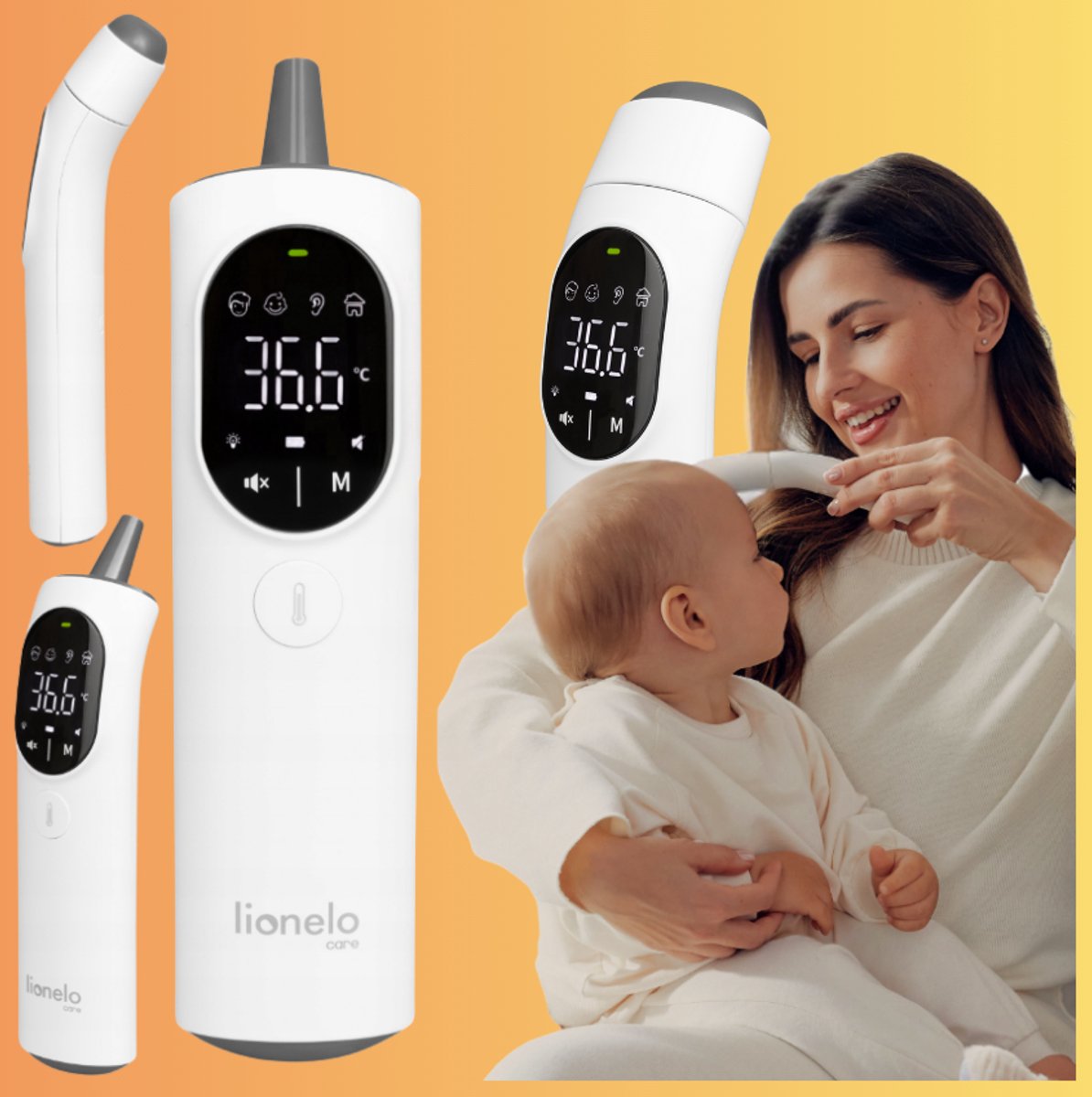 Lionelo-Fieber-Scan – Thermometer für Babys und Kinder – Scan-Thermometer Baby – berührungsloses Infrarot-Thermometer – schnelle Messzeit 1 Sekunde