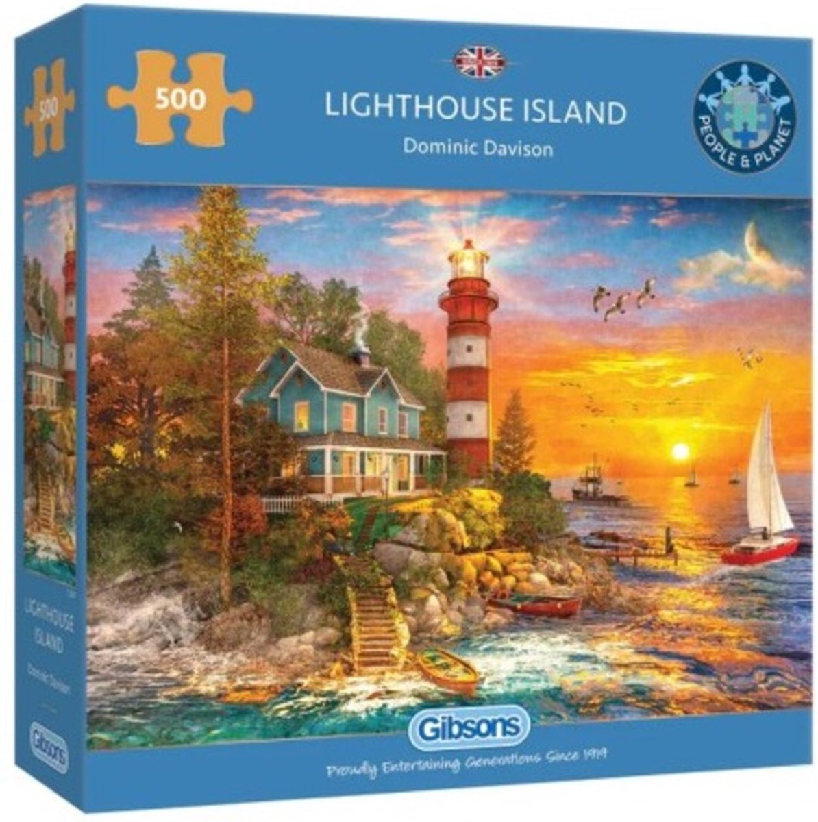Gibsons – Leuchtturminsel (von Dominic Davison) – 500 Teile 48×34 cm (B×H) – Puzzle für Erwachsene