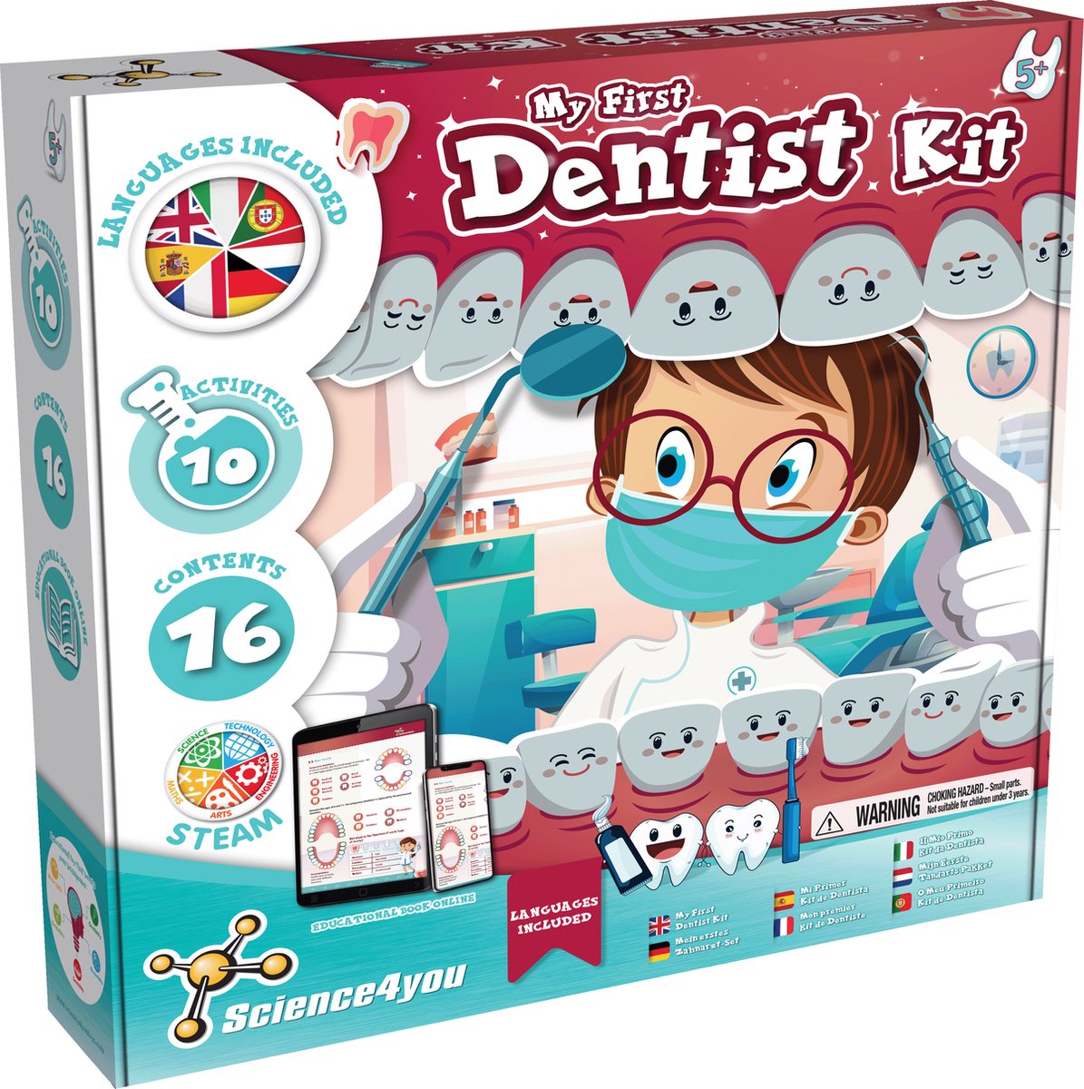 Science 4 you science4you Zahnarzt-Starter-Set – pädagogische Experimentierbox – Zahnarzt-Spielset für Kinder – ab 5 Jahren