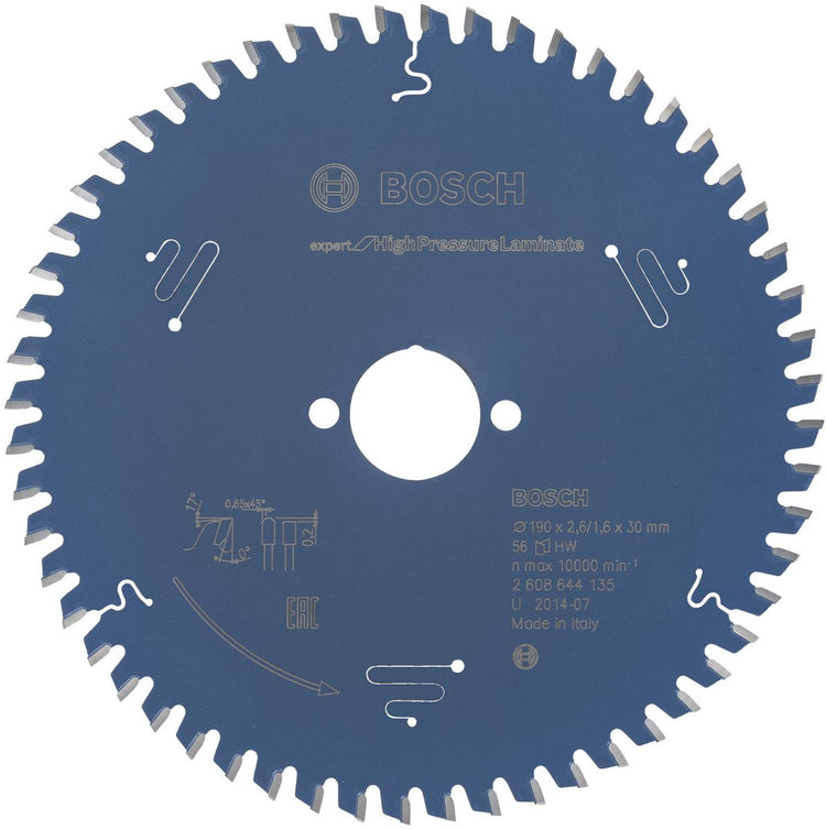 Bosch Kreissägeblatt Expert Laminatplatte Spanplatte 190x30 - 56 Zähne