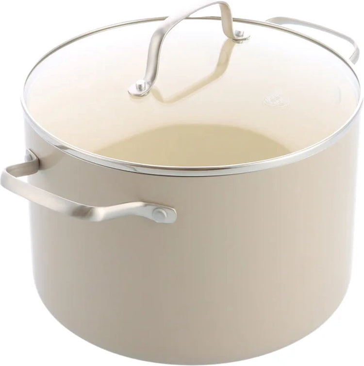 Greenchef Nordics Keramik-Induktions-Suppentopf mit Deckel 24 cm 7,6 l – PFAS-frei – Induktionspfanne – spülmaschinenfest – ofenfest bis 220 °C – Keramik-Antihaftbeschichtung – Creme