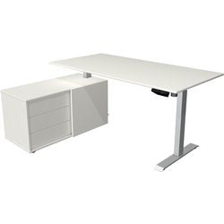 Kerkmann Sitz-Steh-Schreibtisch 10220910 Melamin; Stahlsilber; weiß