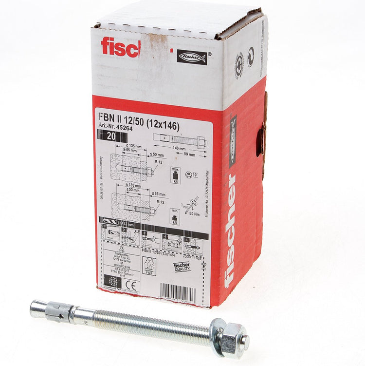 Fischer 20x Bolzenanker FBN II ø 12 mm Länge 146 mm - 45264