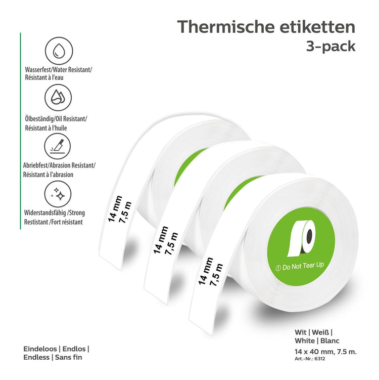 Olympia OL 6312 Thermoetiketten – Etiketten – Endlos – Weiß – Heim, Hobby, Büro – für Thermoetikettendrucker der P22-Serie – 3er-Pack