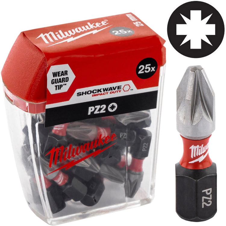 Milwaukee Zubehör Shockwave Gen II PZ2 25 mm 25 Stück – 4932430864