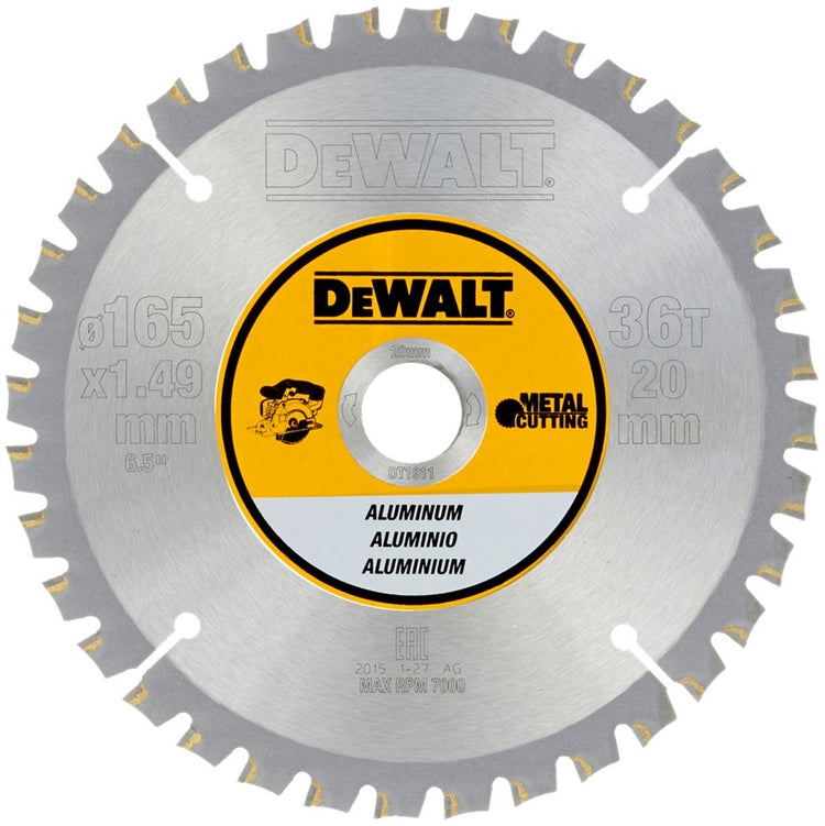 Dewalt Kreissägeblatt für Aluminium | ø 165mm Achsloch 20mm 36t - dt1911-qz