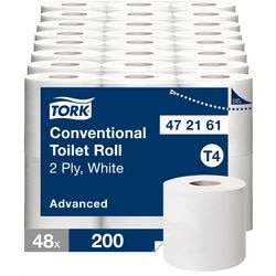 Toilettenpapier Tork T4 weiß, 2-lagige Packung mit 48 x 200 Blatt