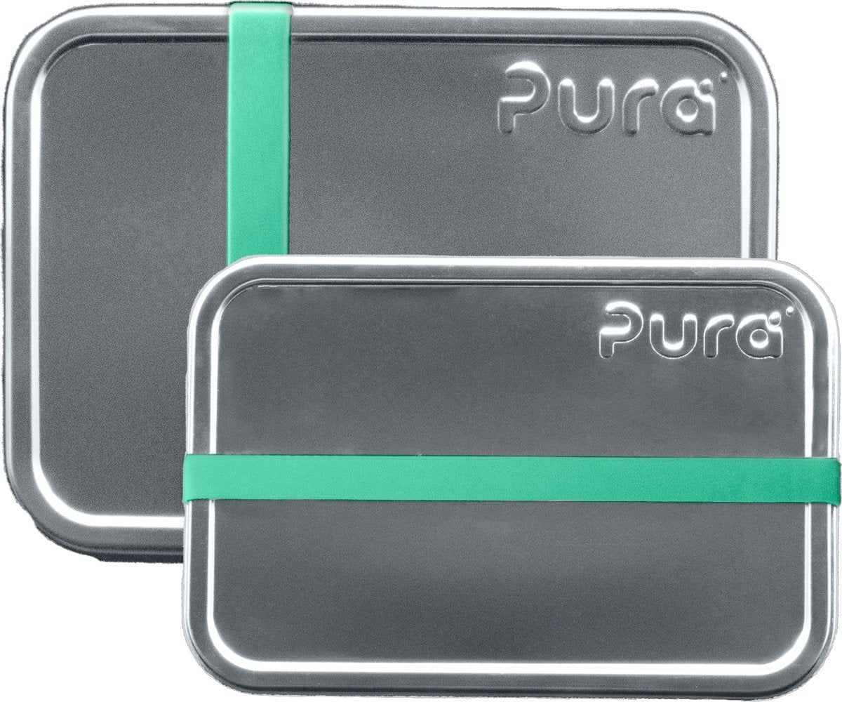 Pura Lunchbox 2er Set - klein und groß + Silikonband Moos