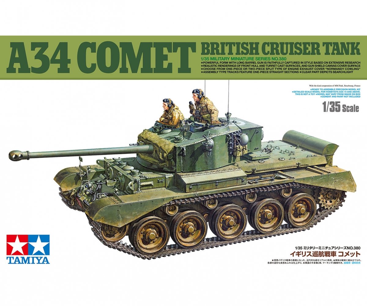 Tamiya Modellbausatz Militärfahrzeuge – 35380 A34 Comet British Cruiser Panzer aus Kunststoff – 1:35 – Modellbau