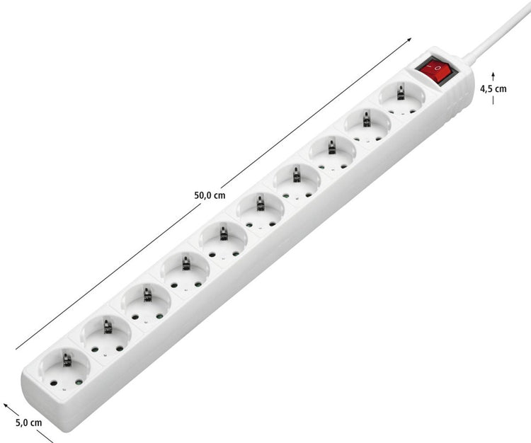 Hama Steckdosenleiste mit Schalter - 10-fach - 3m Kabel - Weiß