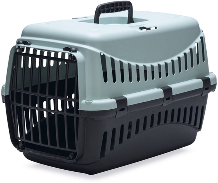 Beeztees Gipsy Eco Reisekorb Katze – Transportbox Katze kleines Haustier – abnehmbarer Deckel hellblau schwarz – 45 x 26 x 29 cm