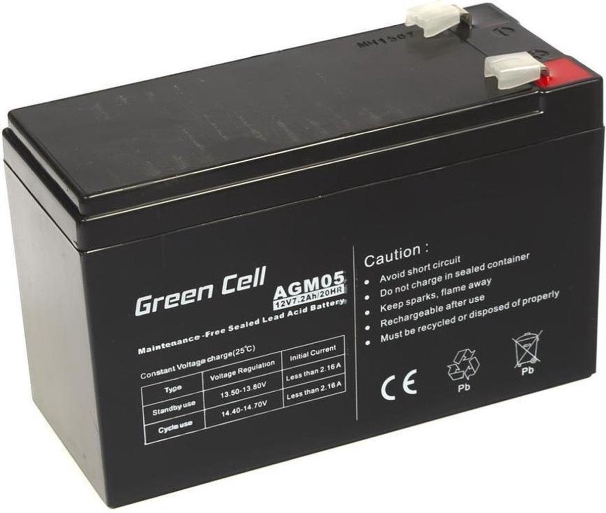 Green Cell Blei-Säure-Akku 12 V 7,2 Ah Blei-Gel (B x H x T) 151 x 95 x 65 mm Kabelschuh 6,35 mm Zyklenfest, wartungsfrei