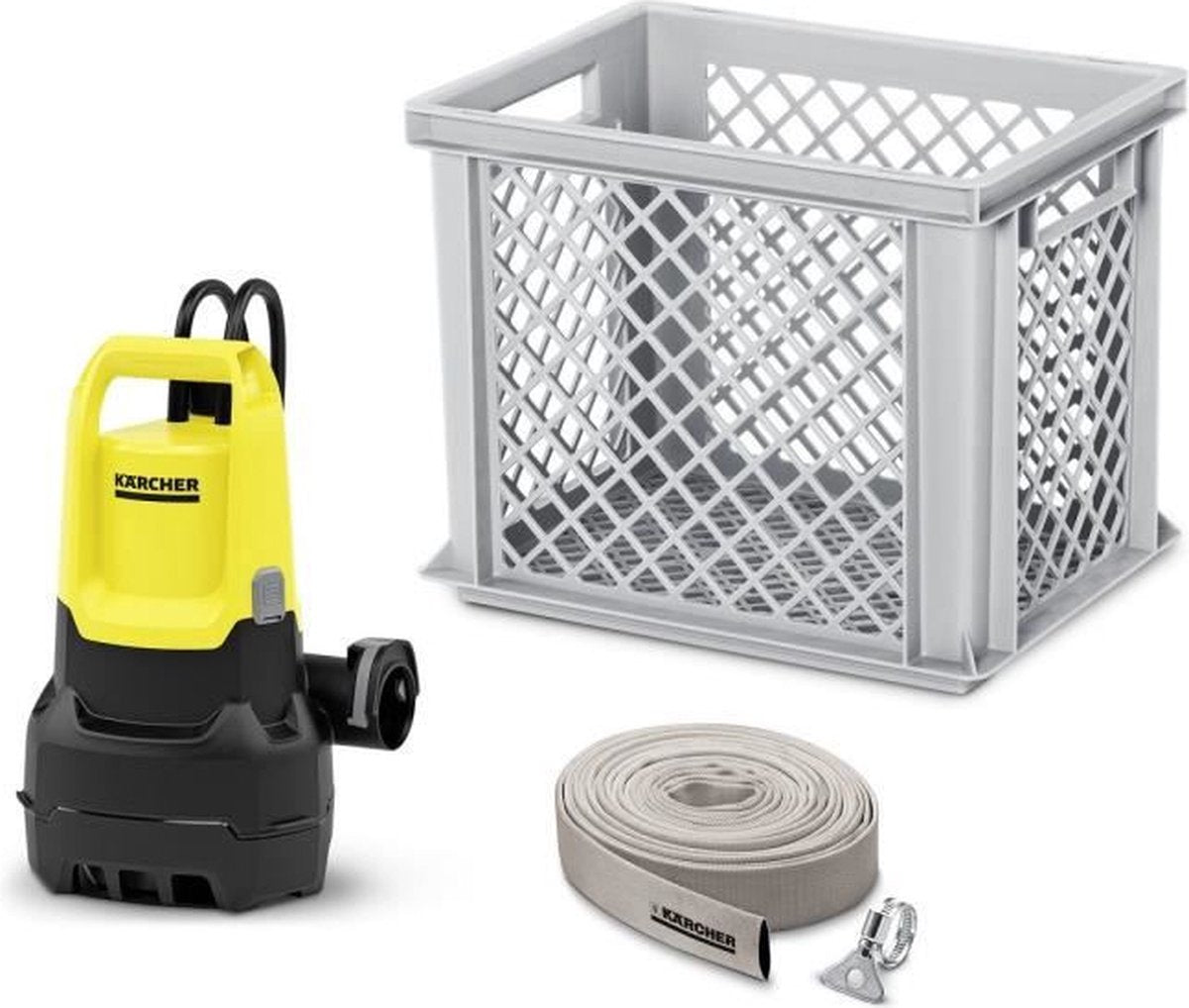 Kärcher SP 16.000 Flutkasten-Abwasser-Tauchpumpe - Wasserleistung 16.000 l·h - Flachabsaugung bis 25 mm - Korngröße max. 20 mm – inklusive Box und 10 m Schlauch
