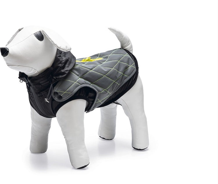 Beeztees Safety Gear Allia – Hundemantel – reflektierend – Grau – 62 cm – mit Kapuze 2-in-1-Mantel