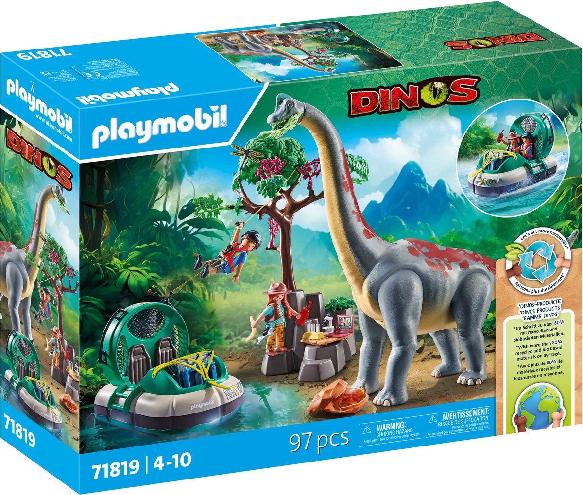 Playmobil 71819 Brachiosaurus mit Luftkissenfahrzeug