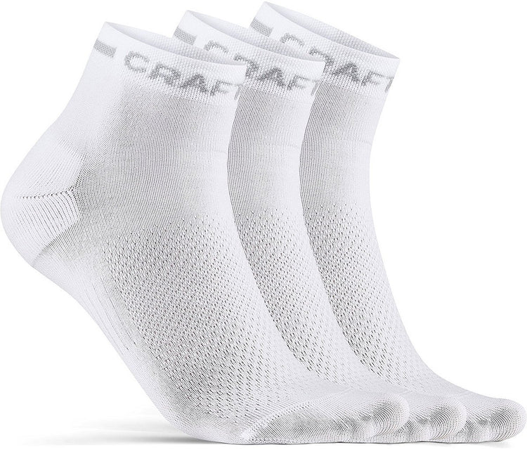 Craft Radsocken Sommer Unisex Weiß – Core Dry Mid Socke 3er-Pack Weiß-34 36