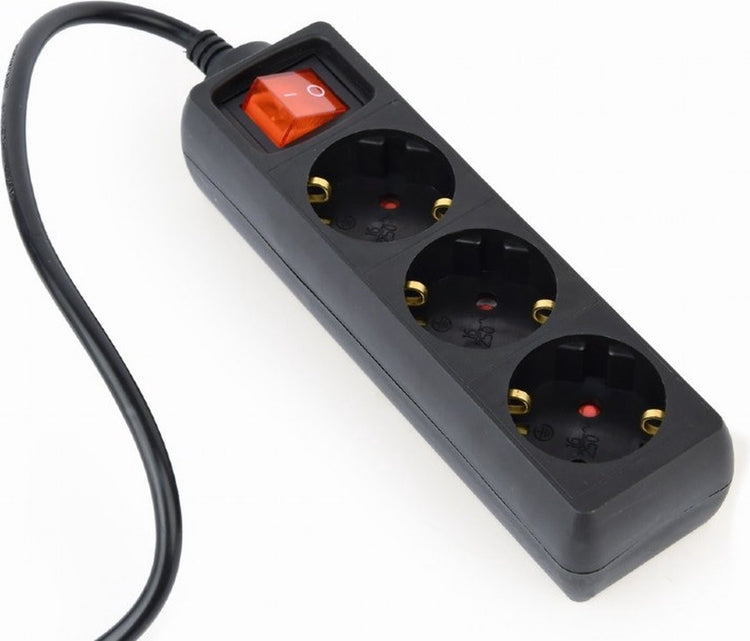 Energenie Steckdosenleiste mit IEC C14 Stecker und 3 CEE 7 3 Kontakten – mit schwarzem Schalter – 0,60 Meter
