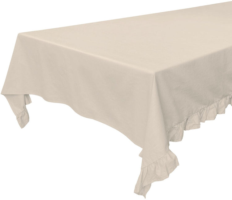 Walra-Tischdecke, schöne Leinenrüschen – 140 x 320 – 50 % Baumwolle (BCI), 50 % Leinen – naturbelassen