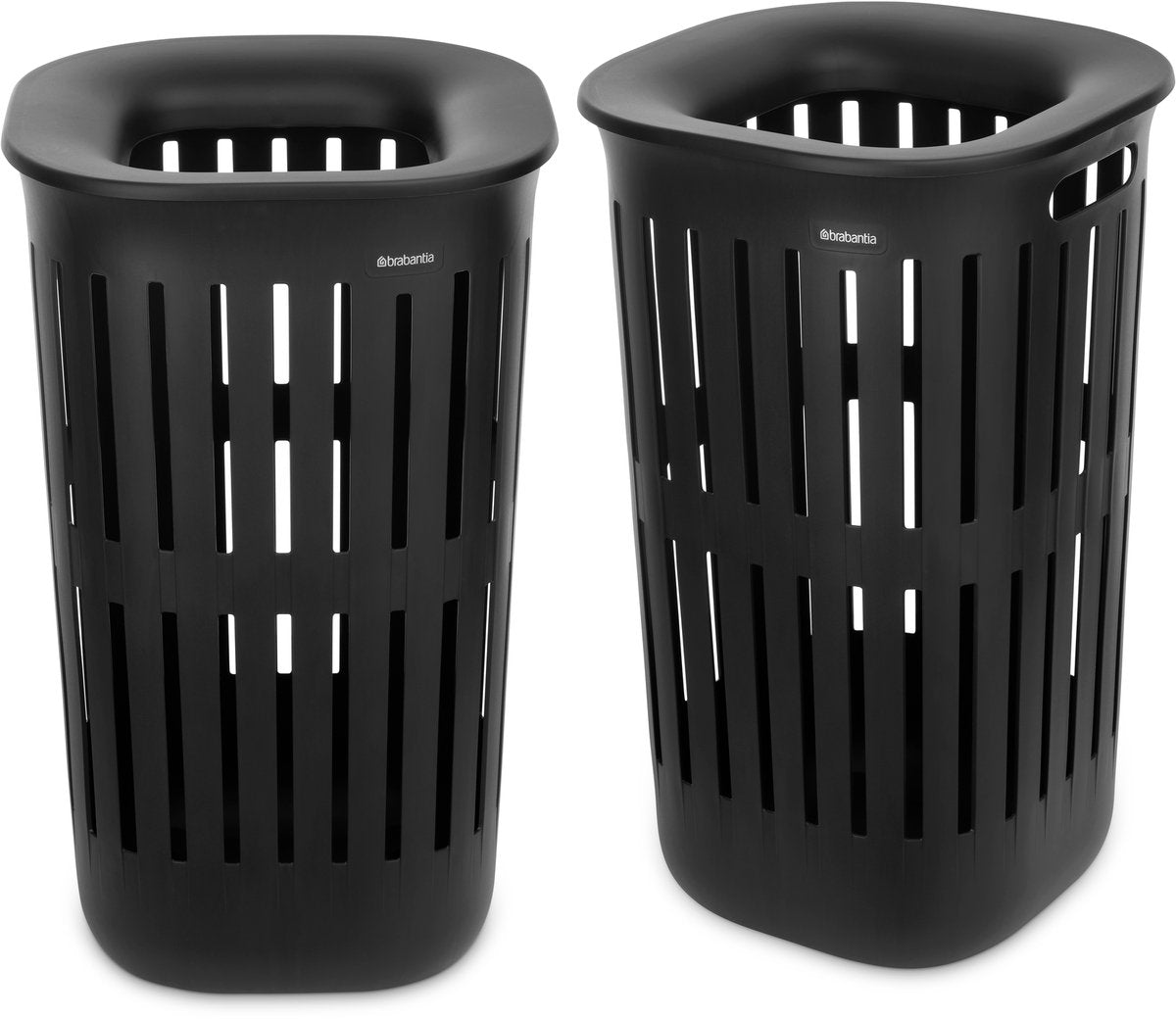 Brabantia Collect-it Wäschekorb – 2er-Set – mit Deckel – 55 l – Schwarz