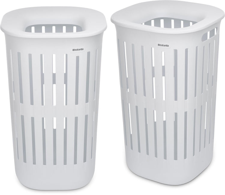 Brabantia Collect-it Wäschekorb – 2er-Set – mit Deckel – 55 l – Weiß