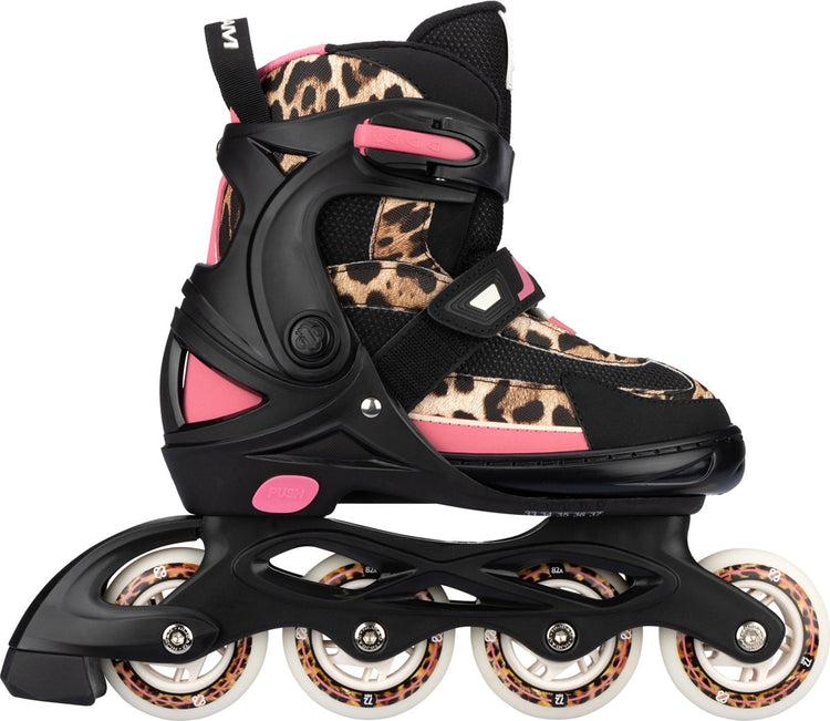 Nijdam Inline-Skates verstellbar Panther Kinder - Panther Poise - Schwarz Rosa - Größe 33-37