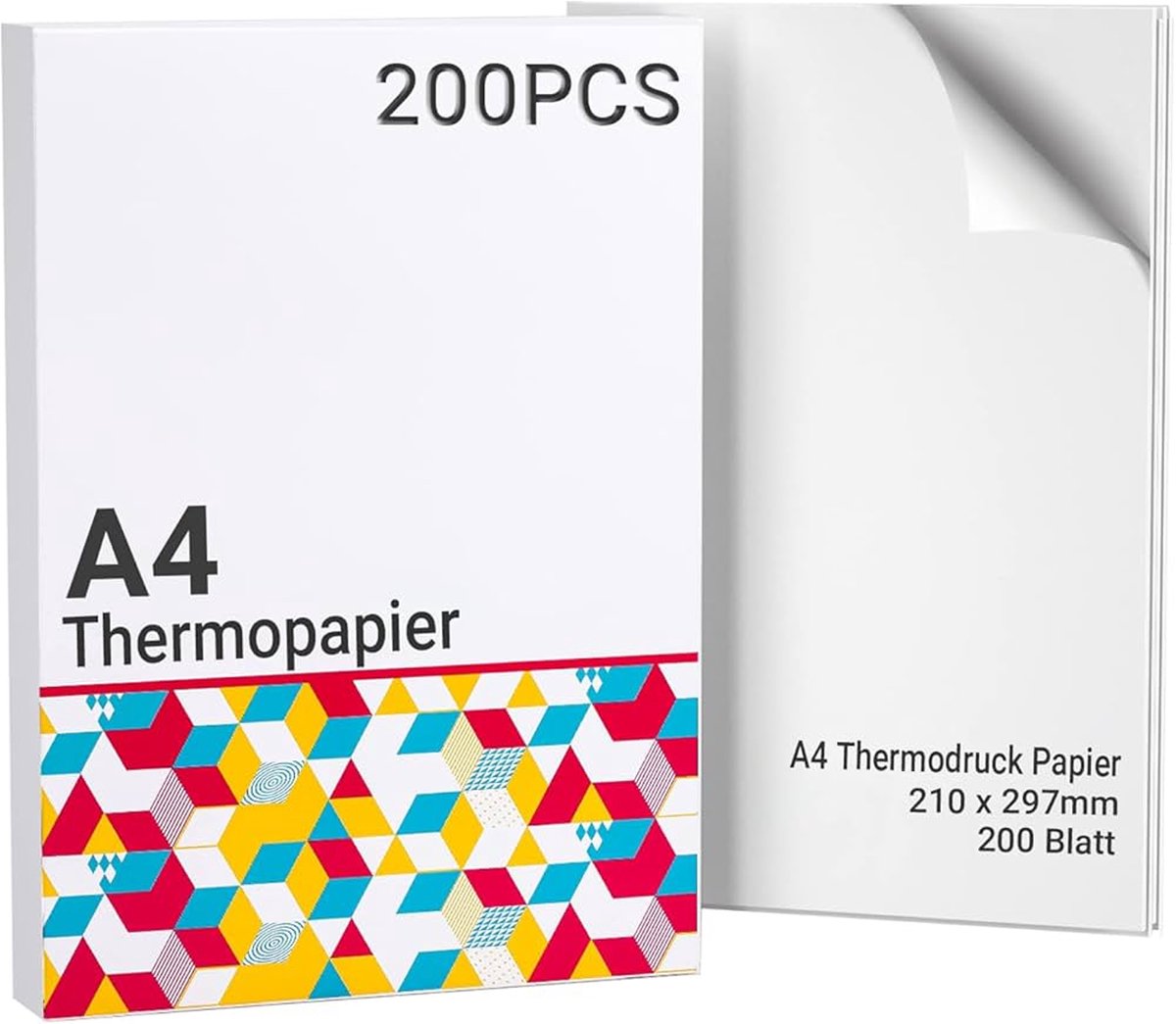 Phomemo A4 Thermopapier – Direkt-Thermodruckpapier – A4-Format 210 × 297 mm – keine Tinte oder Toner erforderlich – hohe Druckqualität – geeignet für Thermodrucker – Dokumente – Set mit 200 Blatt
