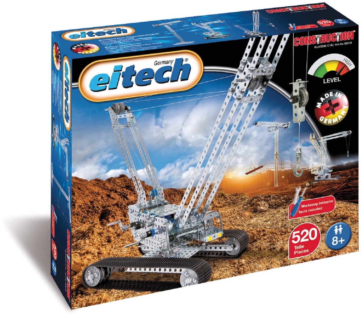 Eitech Bausatz Kran Stahl Silber 522-teilig