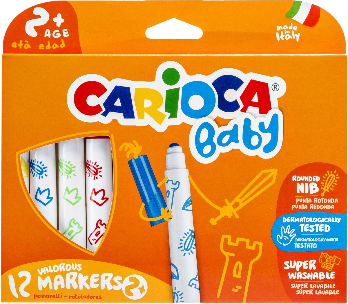 Carioca Baby 2+ super waschbare Filzstifte, 12 Stück, Krt-Größe