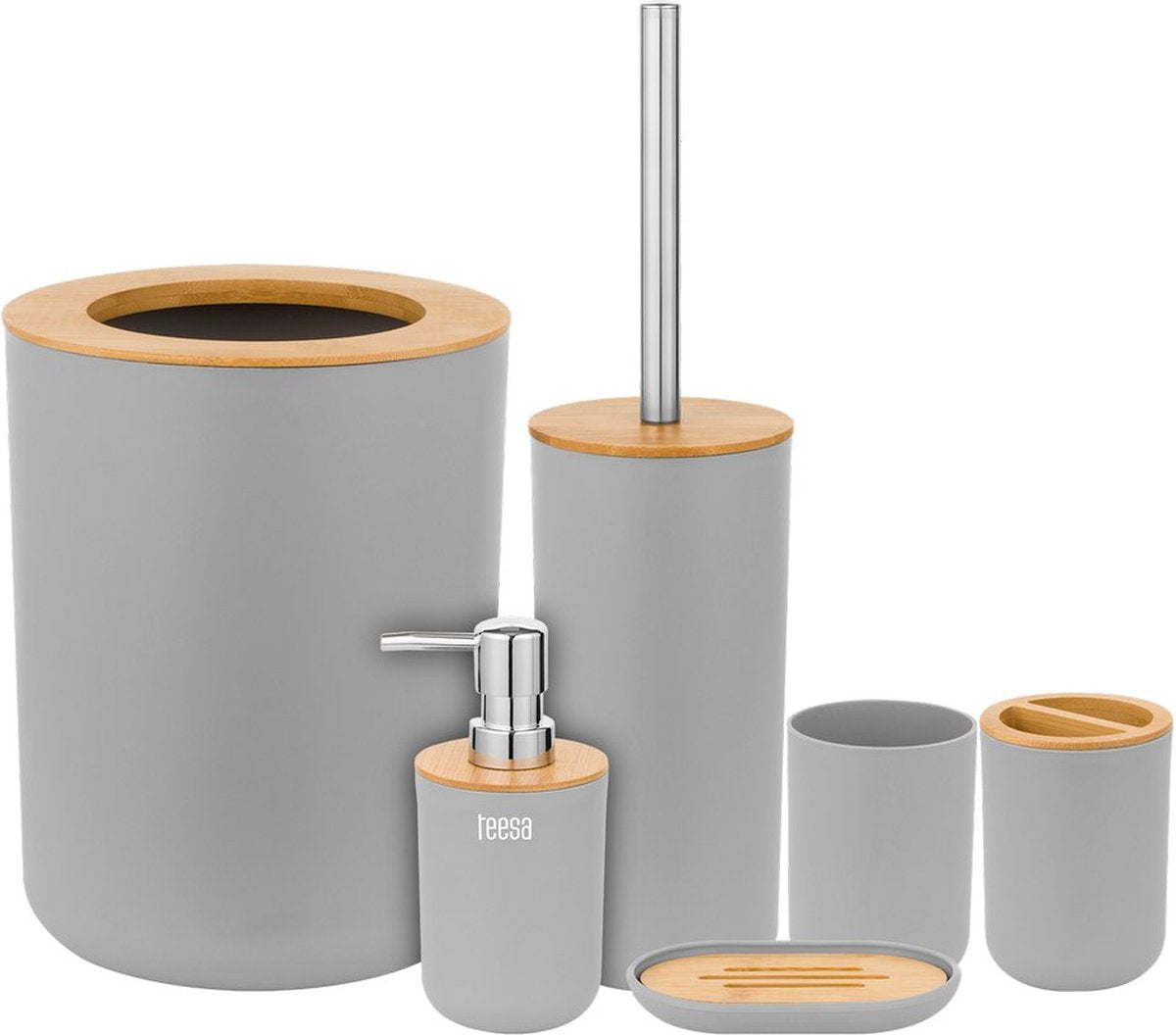 Teesa tsa0400-g – Set Badezimmerzubehör, grau