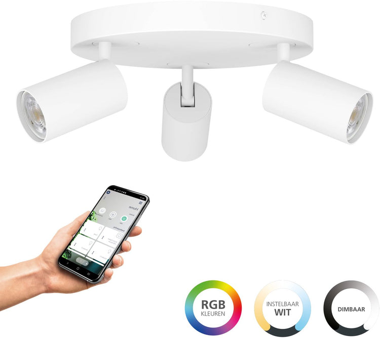 Eglo connect.z telimbela-z Smart Spot – GU10 – ø 25 cm – Weiß – einstellbares RGB-Weißlicht – dimmbar – ZigBee