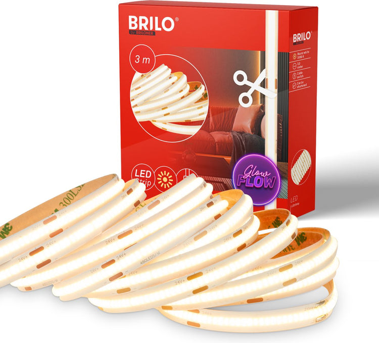 Briloner Kolben - LED-Streifen 3 Meter - warmweißes Licht - selbstklebend - kürzbar - weiß
