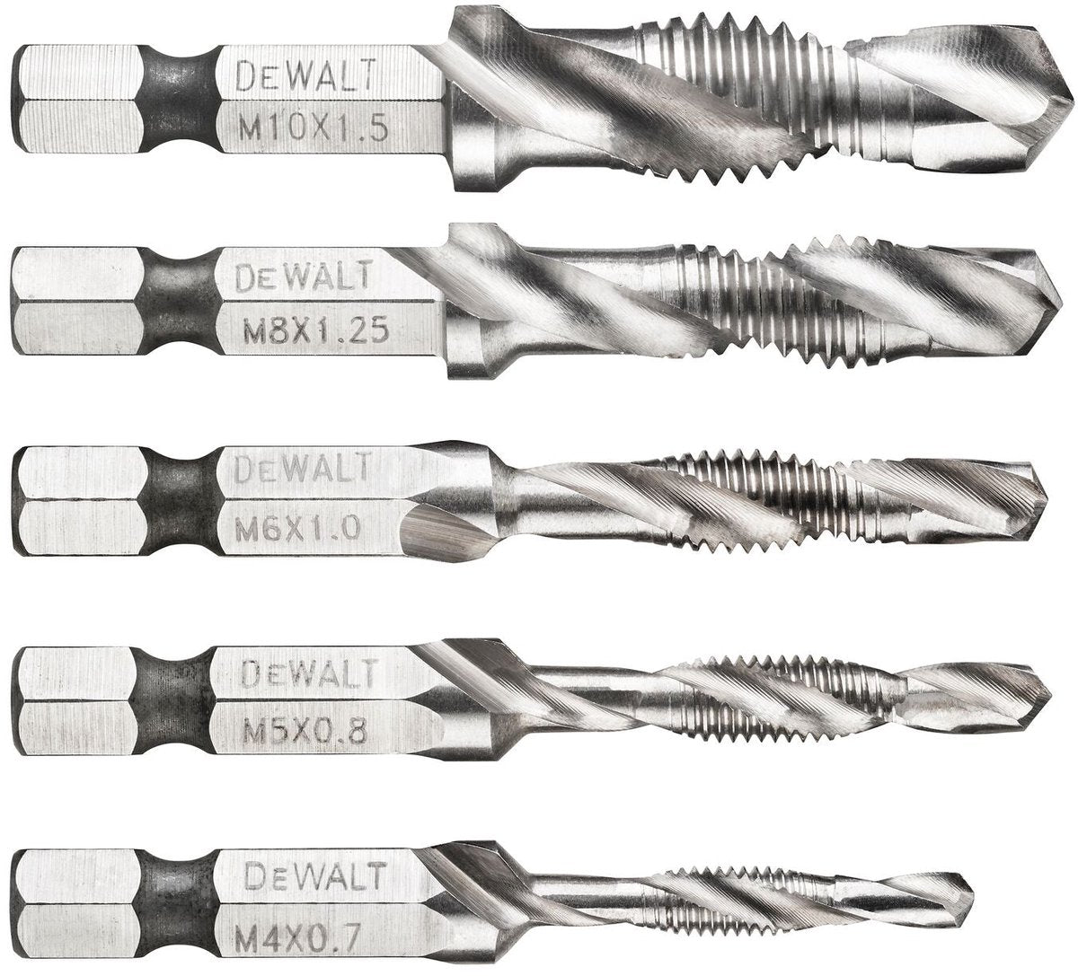 Dewalt-Zubehör dt50060 | Gewindebohrer-Bohrer-Set | 1 4 Hex | Metrisches Gewinde M4 M5 M6 M8 M10 - dt50060-qz