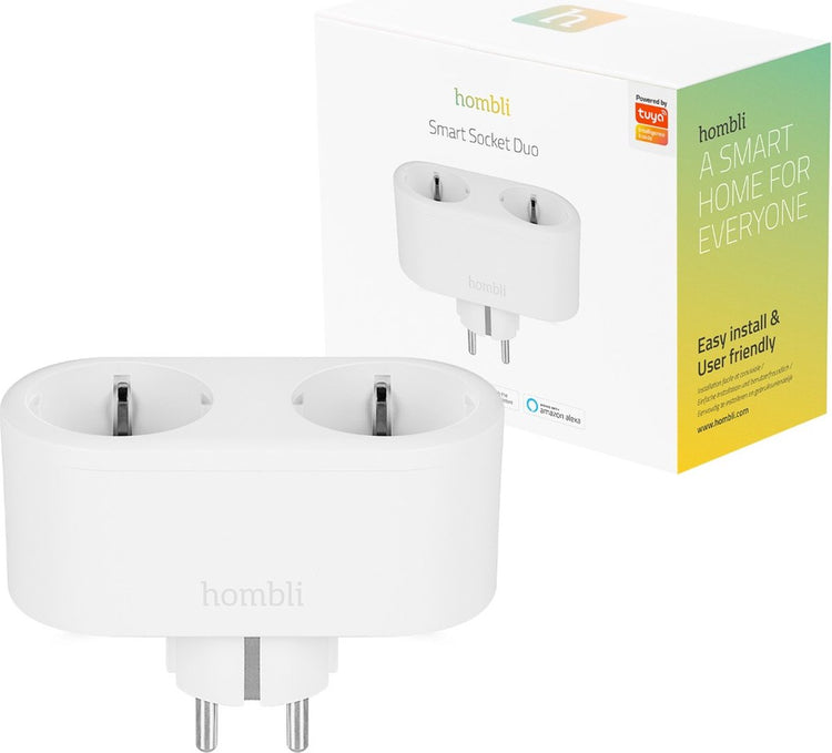 Hombli Smart Plug – 2 Kontakte – WLAN – Timer-Funktion – kompatibel mit Amazon Alexa und Google Home – Steuerung per App – 1 Stück – Weiß