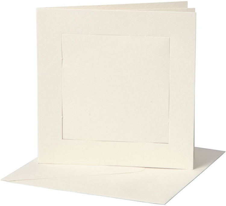 Creativ Company Passepartoutkarten, Kartengröße 12,5 x 12,5 cm, Umschlaggröße 13,5 x 13,5 cm, gebrochenes Weiß, 10er-Set 1 Box