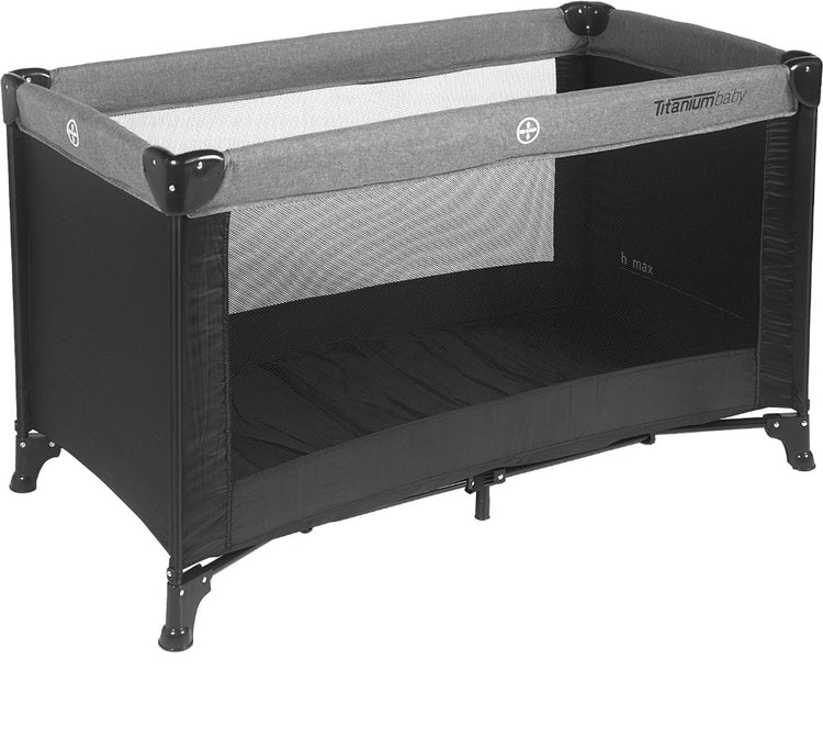 Titanium Baby Titan Baby-Campingbett 60 x 120 – Schwarz Melange