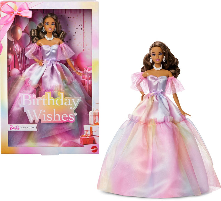 Signature-Geburtstagswünsche der Barbie-Puppe von Mattel – Geburtstagsausgabe 2026.