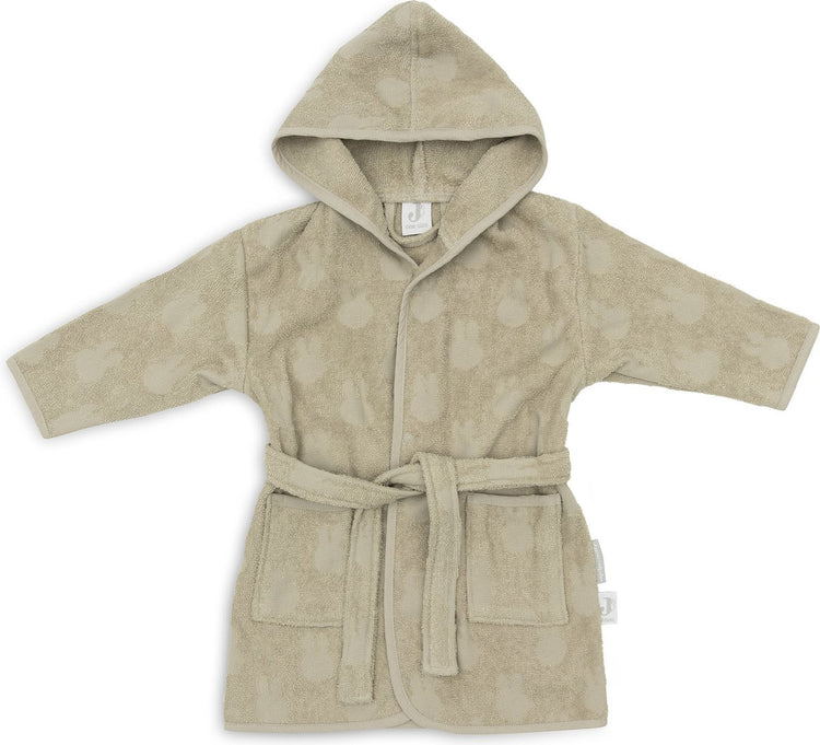 Jollein x Miffy – Baby-Bademantel Frottee 1–2 Jahre – Kinder-Bademantel mit Kapuze – Miffy-Jacquard – Olivgrün