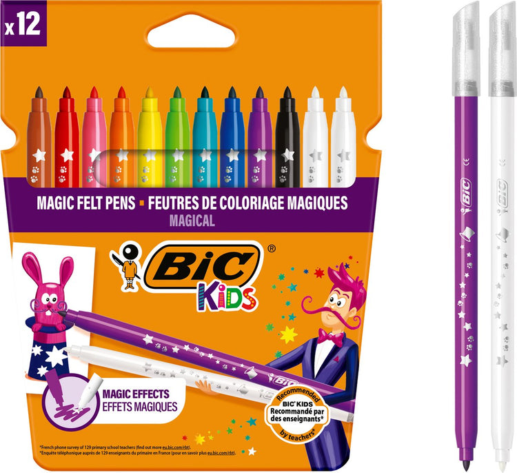 Bic Kids Magic – Filzstifte mit löschbarer Tinte – Marker für Kinder – abwaschbare Farbmarker – 12 Stück