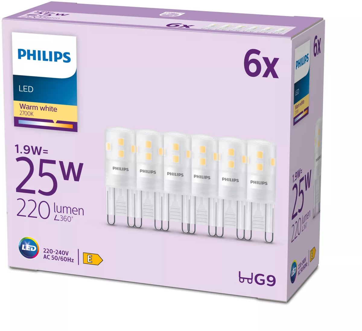 Philips LED-Kapsel – 25 W – G9 – warmweißes Licht – 6 Stück