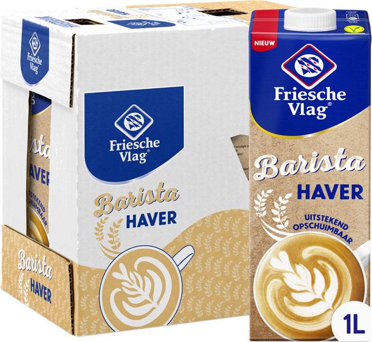 Barista mit friesischer Flagge – Haferschaummilch – pflanzlich – 6 x 1 l – Vorteilspackung