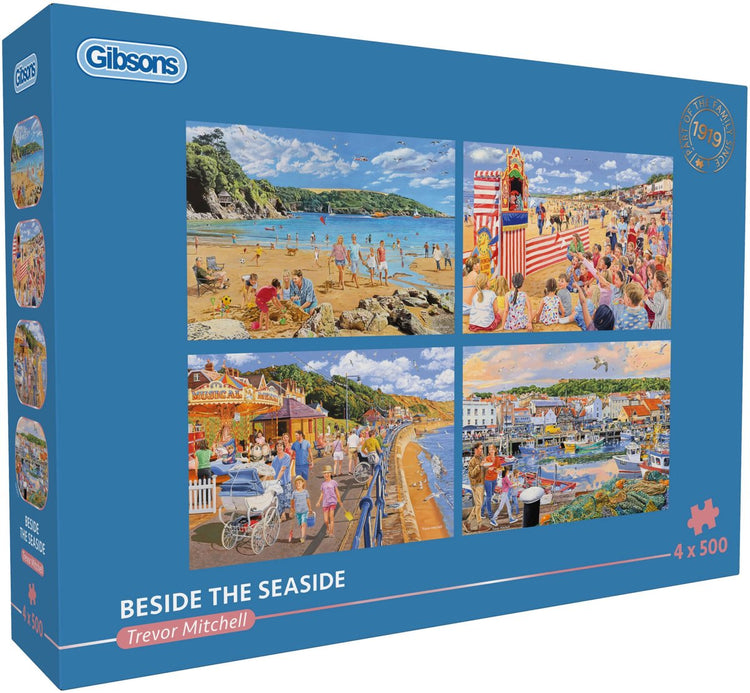 Gibsons Puzzle „Neben dem Meer“, 4x500 Teile, voller Puzzlespaß.
