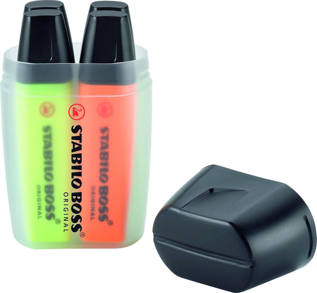 Stabilo Boss Original – Textmarker – Big Boss Federmäppchen – Federmäppchen mit 4 Farben