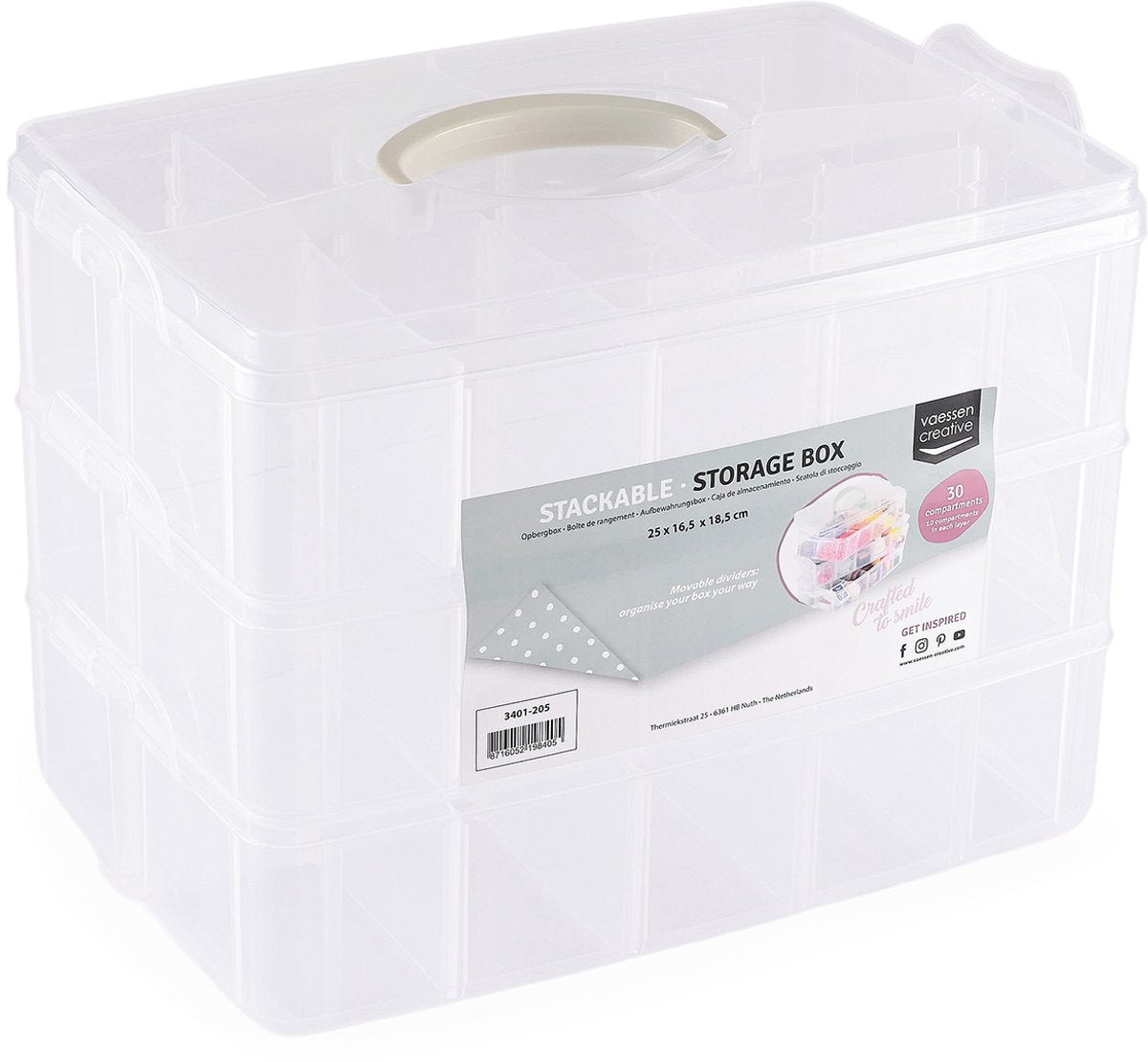 Vaessen creative • Aufbewahrungsbox stapelbar 25x16,5x18,5cm