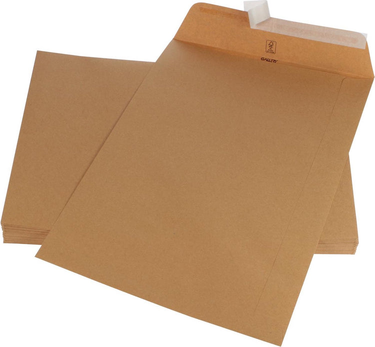 Galerie-Umschläge, Größe 250 x 350 mm, Streifenverschluss, braun, Kraftkarton, à 250 Stück