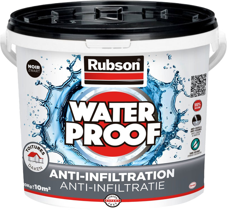 Rubson Anti-Infiltration schwarz 10 kg | Beschichtung von Dächern, Fundamenten und vergrabenen Materialien | auf Silikonbasis für maximale Elastizität | langlebige Beschichtung und UV-beständig | Langzeitschutz vor Feuchtigkeit.