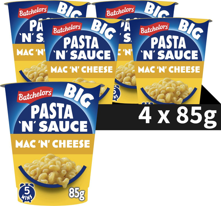 Batchelors Big Pasta Mac and Cheese - Vegetarisch - Fertiggericht im Becher - 4 Stück - schnell fertig