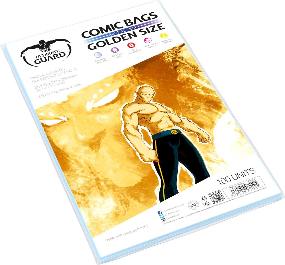 Ultimate Guard Comic-Tüten wiederverschließbar (100) – goldene Größe
