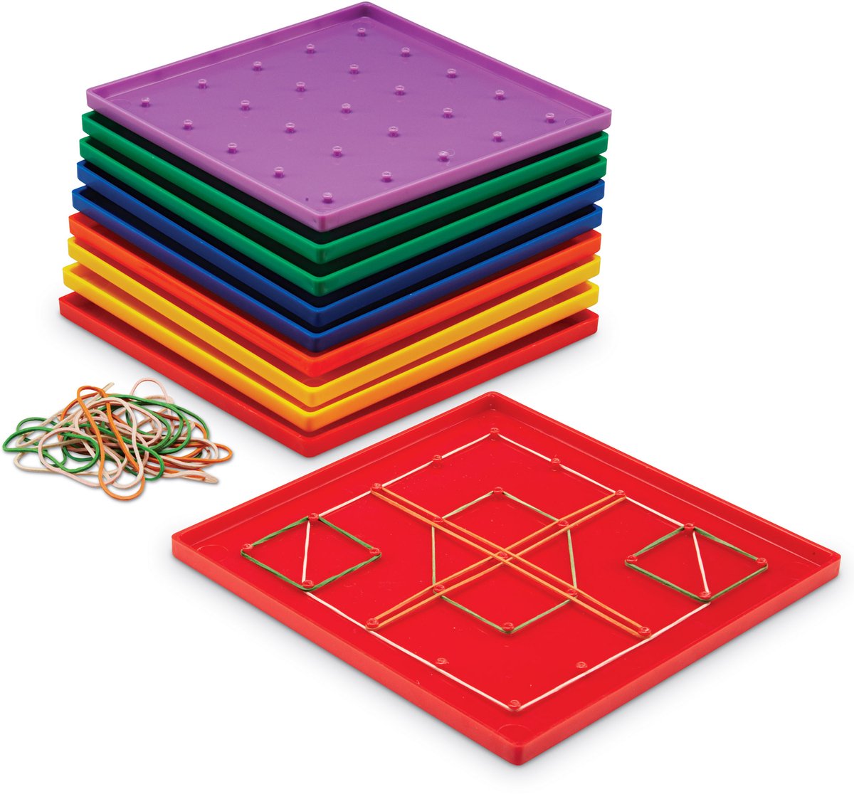 Lernressourcen, Lernspielzeug, 5 x 5 Pin-Geoboards, 10er-Set. - 3+