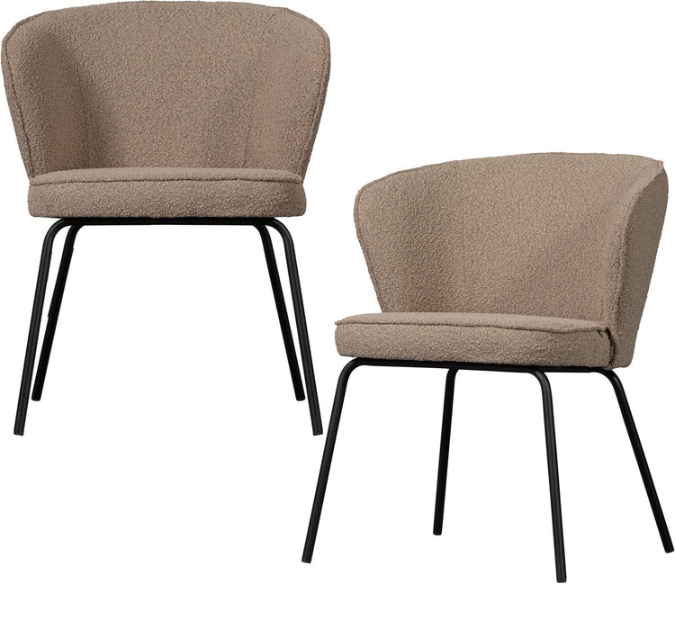 Woood Admit Esszimmerstühle – Bouclé – Beige – 2er-Set