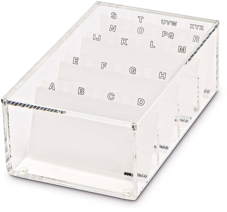 Maul Box für Visitenkarten – transparent – Acryl – 1 Stück – 19,1 x 11,6 x 7,2 cm